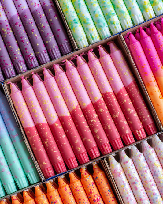 Taper candles- Pink & Red Confetti