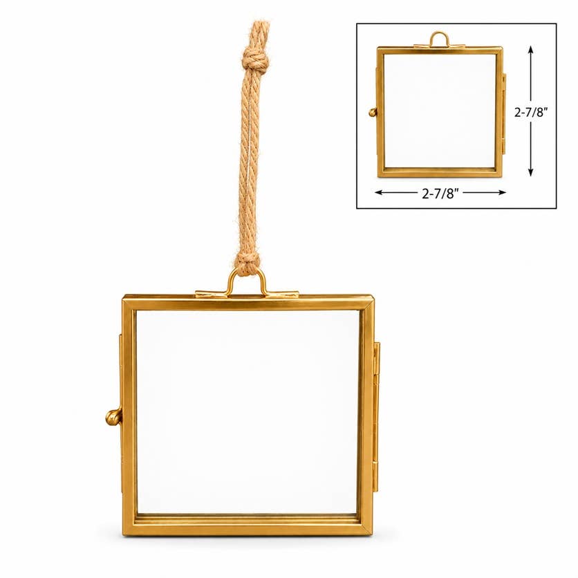 Gold Metal & Glass Frame Hanging Ornament