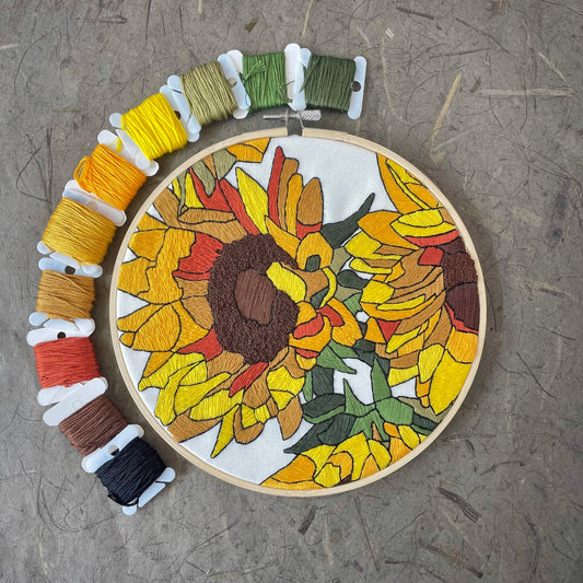 Embroidery Kit - Sunflowers (8")