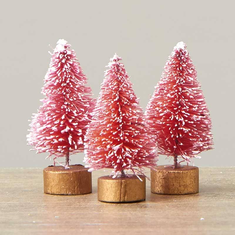 1-1/2" Mini Pink Bottle Brush Trees (Pack of 3)