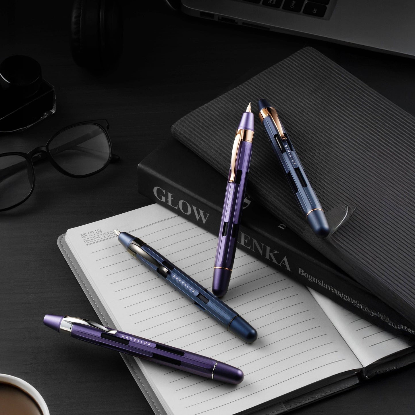 Nahvalur Eclipse Hepatizon Rose Gold Fountain Pen: Fine