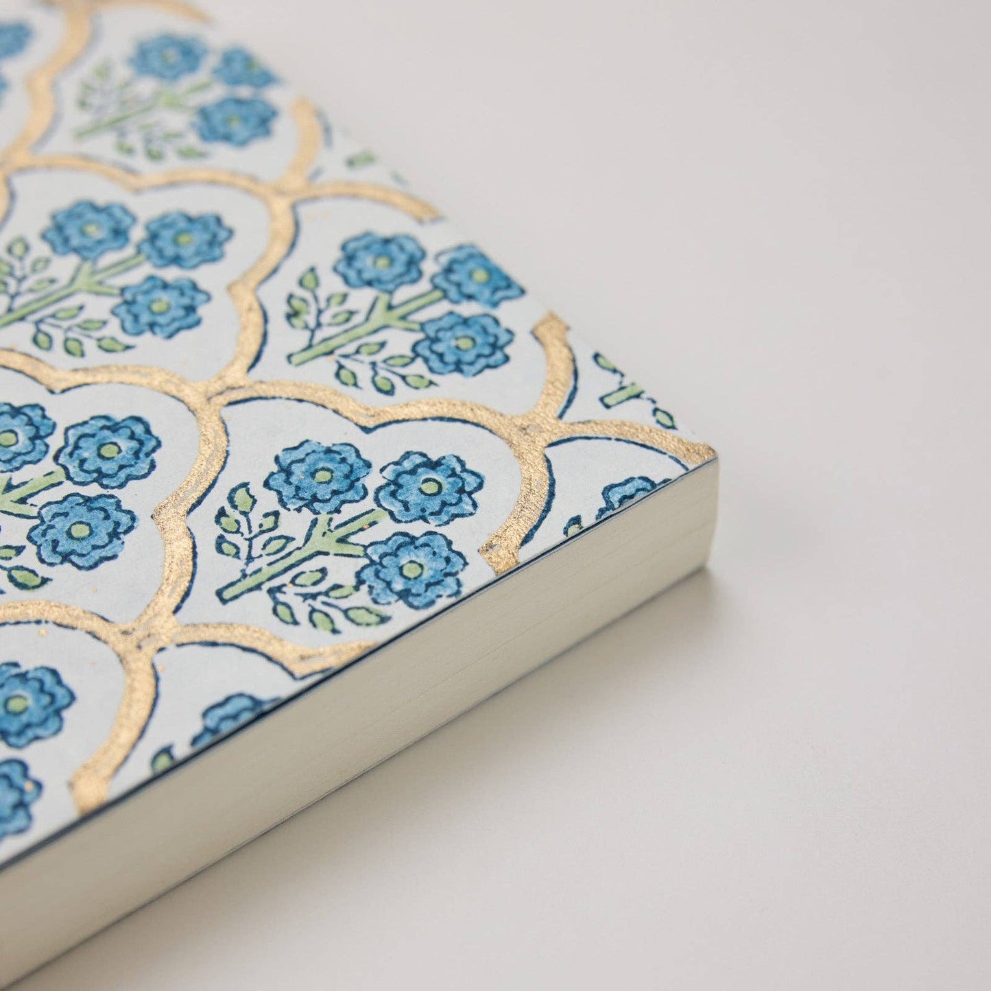 Block Printed Ruled Notebook (A5) - Trellis Indigo