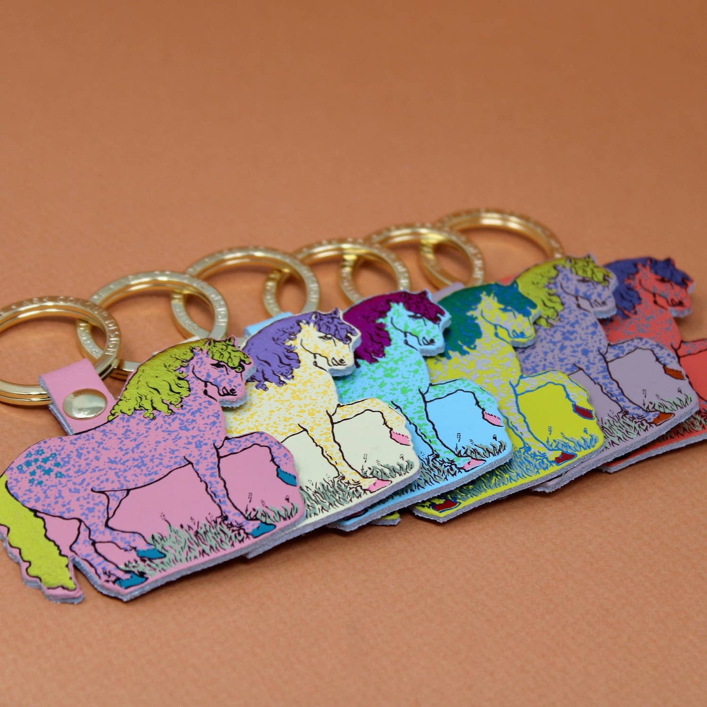 Horse Key Fob: Coral