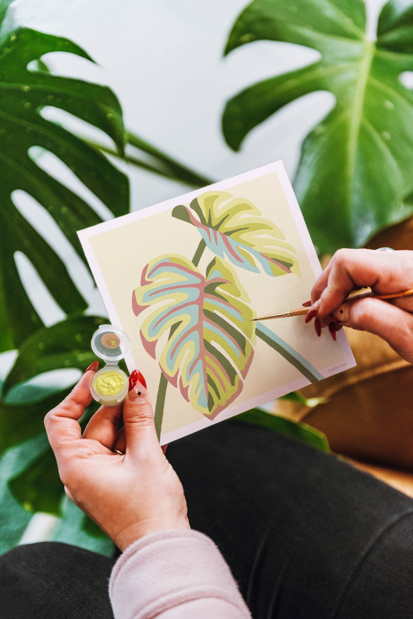 Monstera Leaves MINI Paint-by-Number Kit