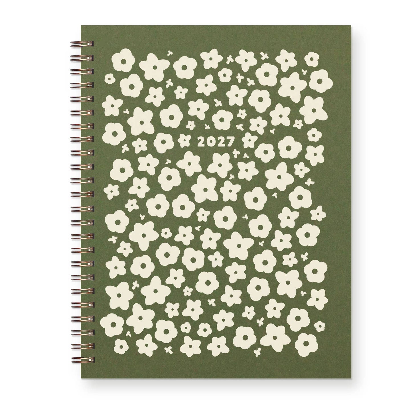 2027 Floral Pattern Dated Planner : Calendar Year: Moss Cover | White Ink