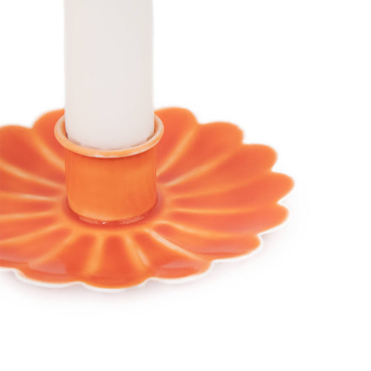 Orange Floral Candle Holder