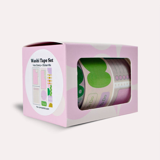 Fete Tabs Stamp + Sticker Mix Washi Tape Set