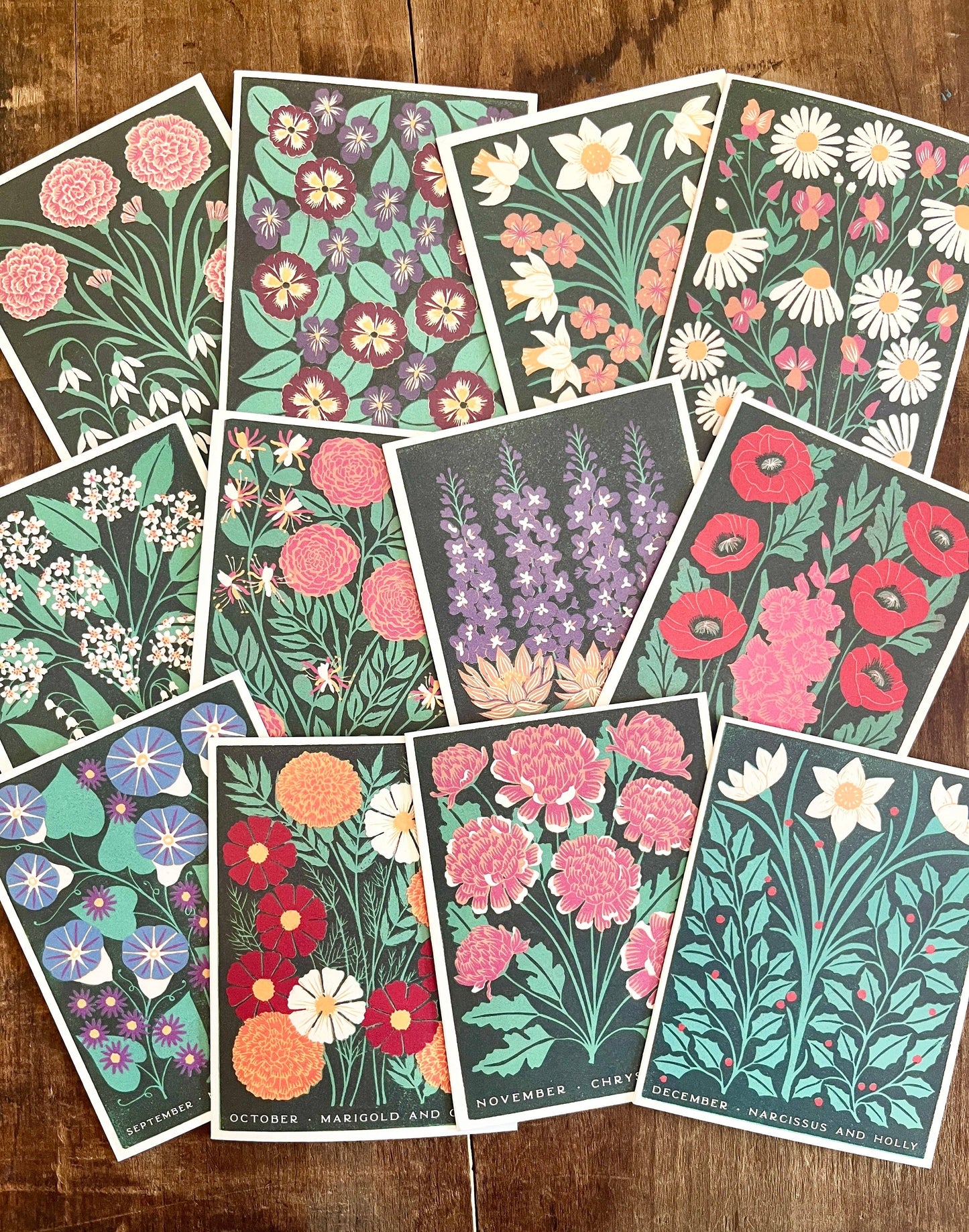 Birth Month Flowers: Complete 12 Card Boxed Set: Box of 12