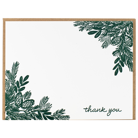 Pine Branches Note Cards with Letterpress Envelopes