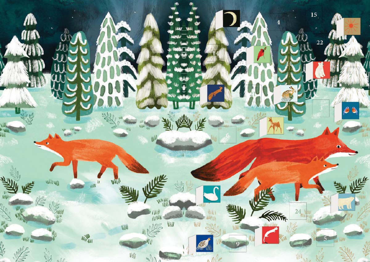 Running Foxes Advent calendar card