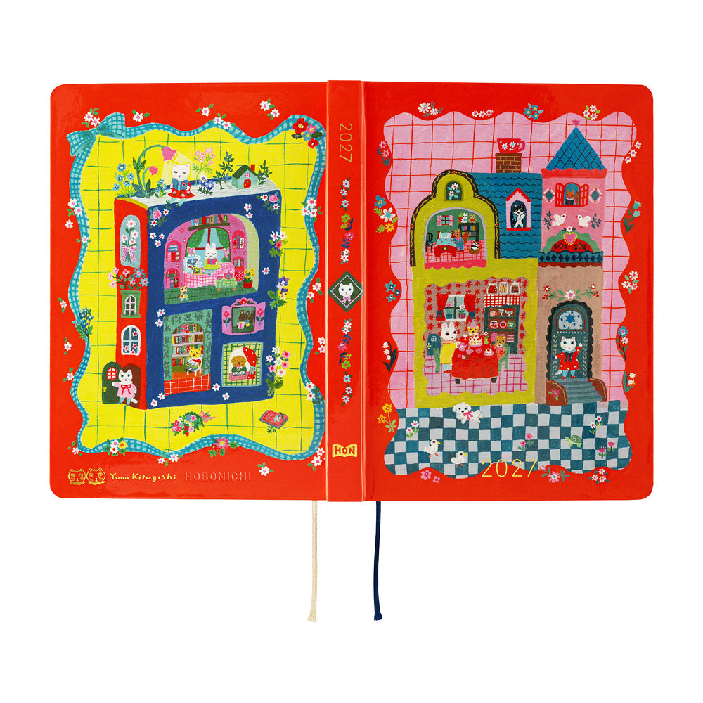 2027 Hobonichi A5 Hon - Yumi Kitagishi: White Cat and Rabbit's Tea Room
