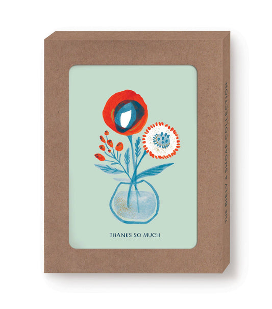 Red & Blue Vase Boxed Thank You Cards - Set of 10