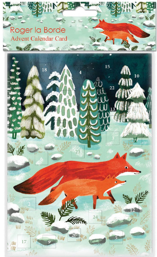 Running Foxes Advent calendar card
