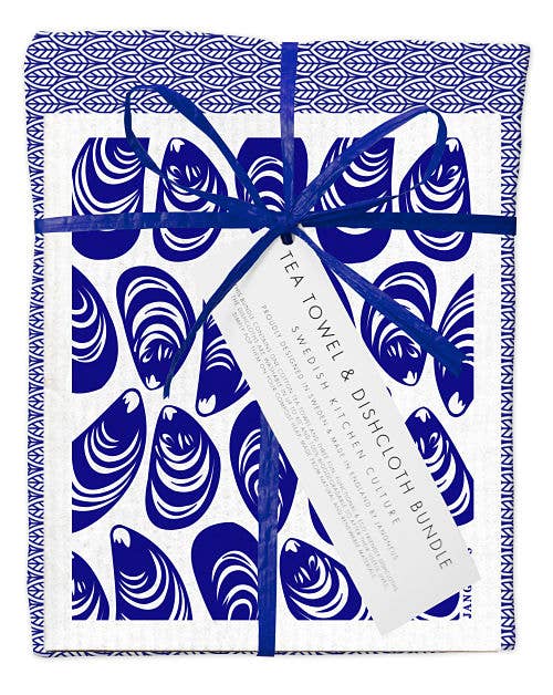 Blue Mussels Dishcloth & Tea Towel
