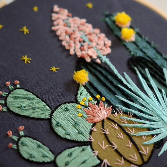 Beginner Embroidery - Night Cactus