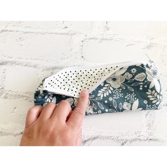 Polka Dot Pines Pencil Pouch Green Floral