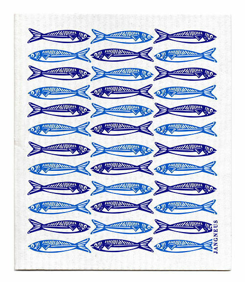 Blue Fish Dishcloth & Tea Towel