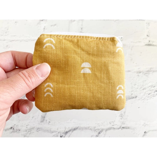 Yellow Geo Fabric Coin Pouch
